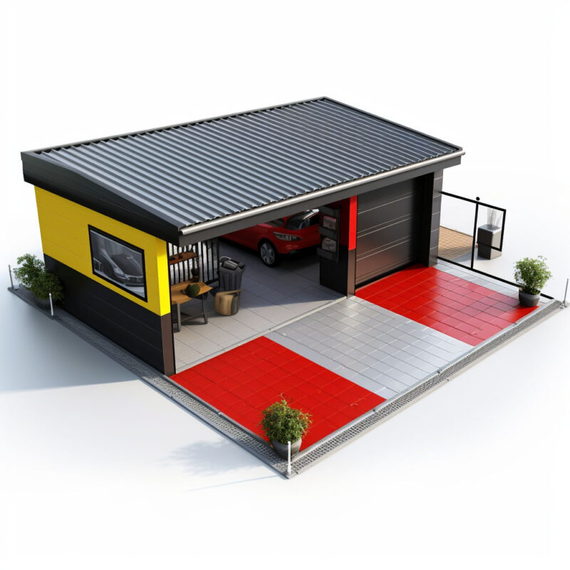 Nhà để xe garage độc lập sử dụng tấm lót sàn nhựa lập phương