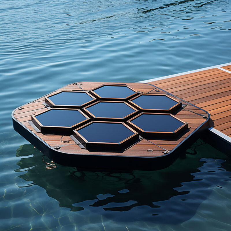 prototype module điện mặt trời trên biển hình tổ ong hexagon