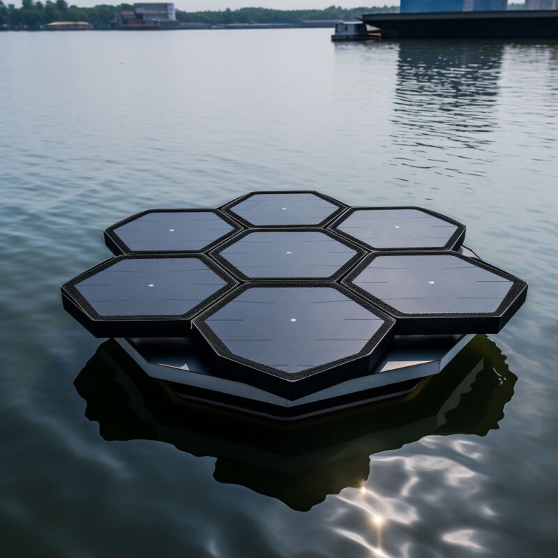 prototype module điện mặt trời trên biển hình tổ ong hexagon
