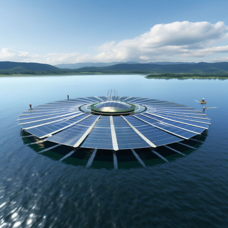 ý tưởng tương lai cho trang trại điện mặt trời nổi.
