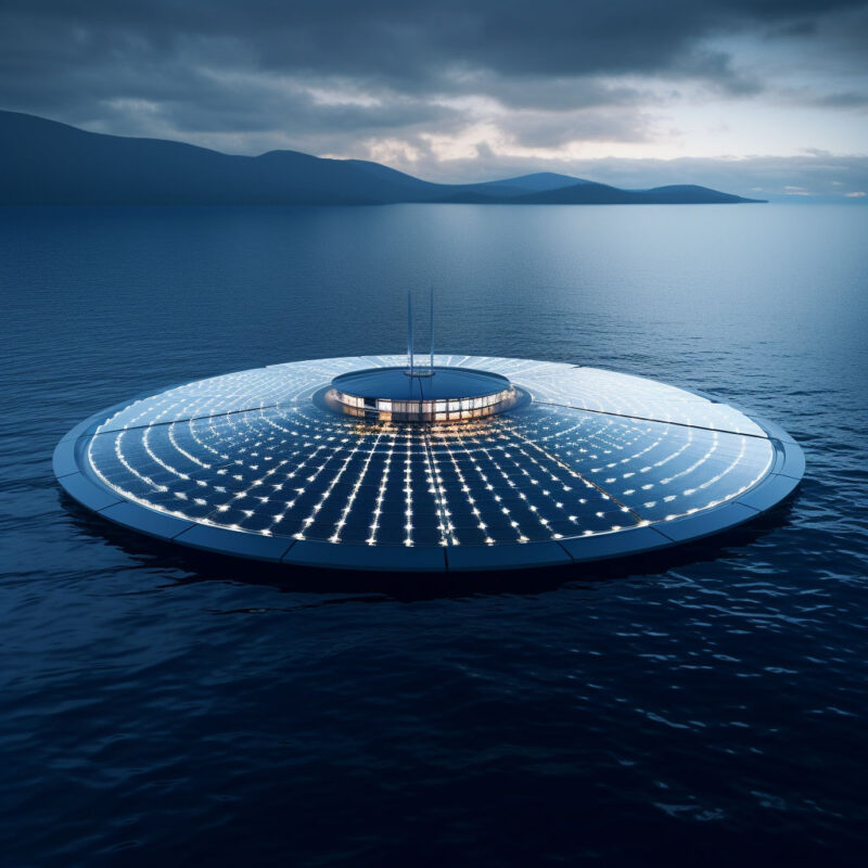 ý tưởng tương lai cho trang trại điện mặt trời nổi.