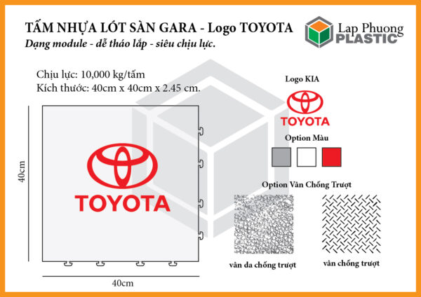 Tấm nhựa lót sàn gara chịu lực có logo TOYOTA-01