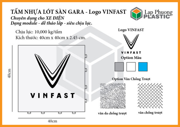 Tấm nhựa lót sàn gara chịu lực có logo VINFAST-01